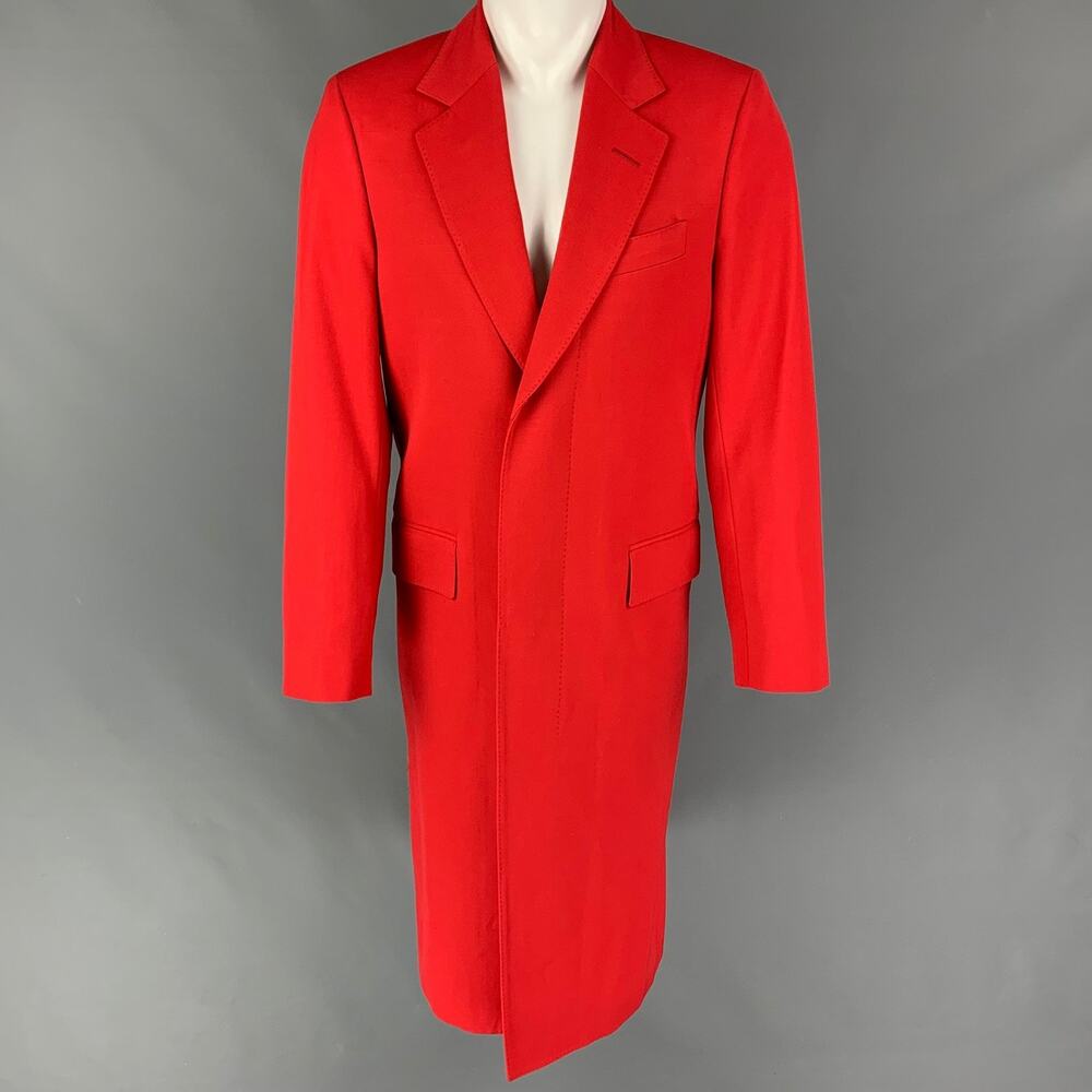 PAUL SMITH Size S Red Wool Polyamide Hidden Placket Coat